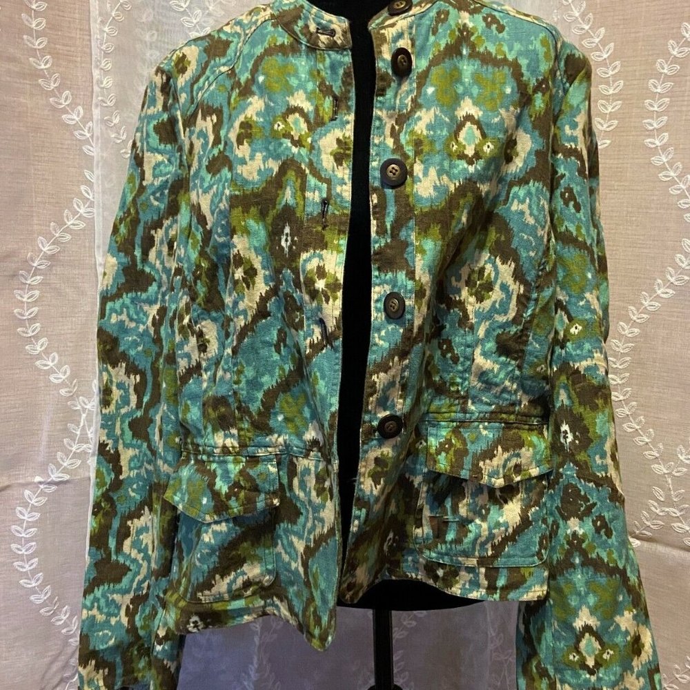 Charter Club Woman's XL Cotton Jacket Colorful Print